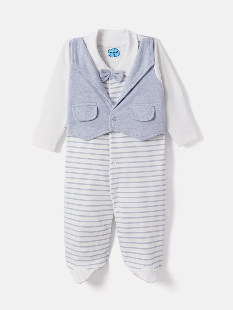 Nautinati Baby Boys' Cotton Striped Sleepsuit with Cute Jacket and Snap Buttons